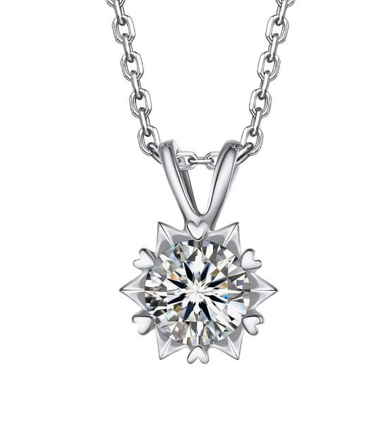 Daisy Philip Moissanite Diamond Necklace,1 Carat Sterling Silver Necklace Sparkling Gifts For Her