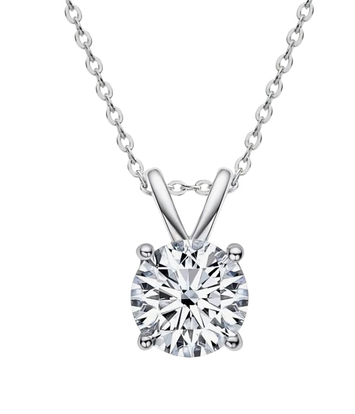 Daisy Philip Sterling 1CT Moissanite Simulated Diamond Round Cut White Gold Necklace For Her