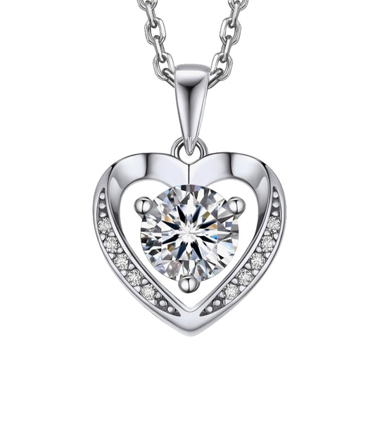 Daisy Philip Moissanite Necklace Heart, 1 Carat Moissanite Diamond Necklace Gifts for Her