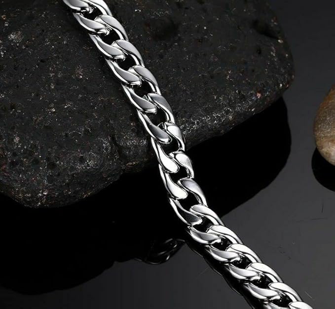 Daisy Philip 3mm 5mm 7mm 9mm CURB Mens Necklace Silver Chain Cuban - Stainless Steel Jewellery - Neck Link Chains for Men Man Women Boys Kids