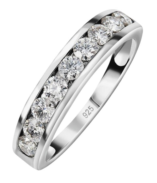 Daisy Philip Moissanite Dimond Ring for Her in Platinum Plated 925 Sterling Silver Engagement