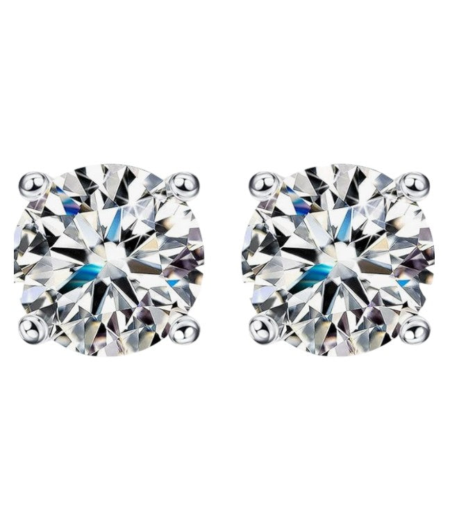 Daisy Philip Moissanite Stud Earrings Brilliant Round Cut VVS1 Diamond Earrings 18K White Gold Gifts for Her