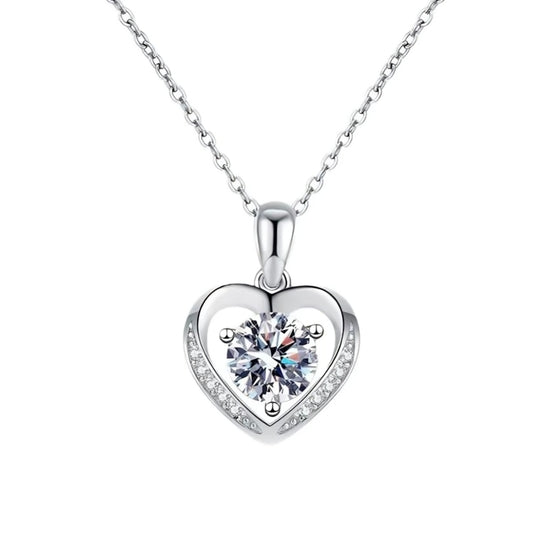 Daisy Philip Moissanite Necklace Heart, 1 Carat Moissanite Diamond Necklace For Her