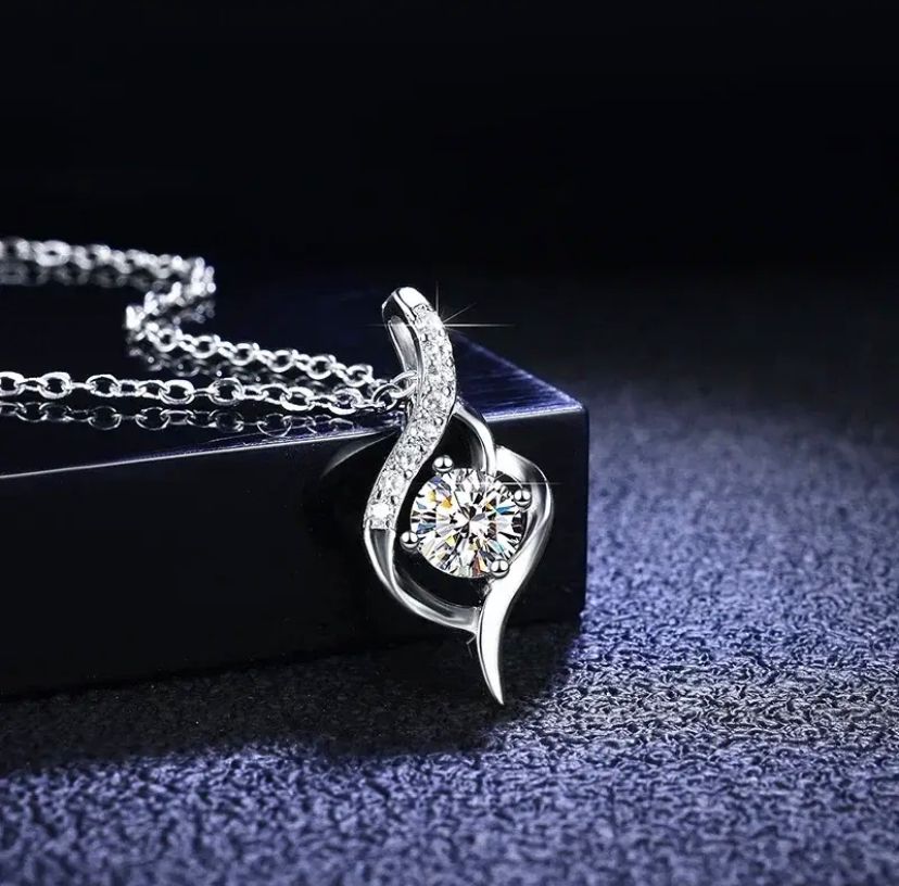 Daisy Philip1CT Moissanite Diamond Necklace, 925 Sterling Silver Necklaces for Her