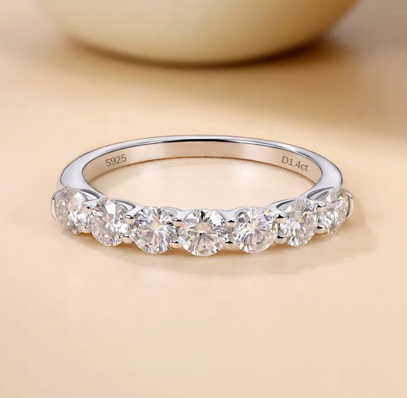 Daisy Philip Moissanite Ring 925 Sterling Silver Rings 18K White Gold Plated 7 Stone Gifts For Her